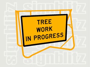 Sw Twip Tree Work In Progress Sign On Swing Stand Cl1 Ref